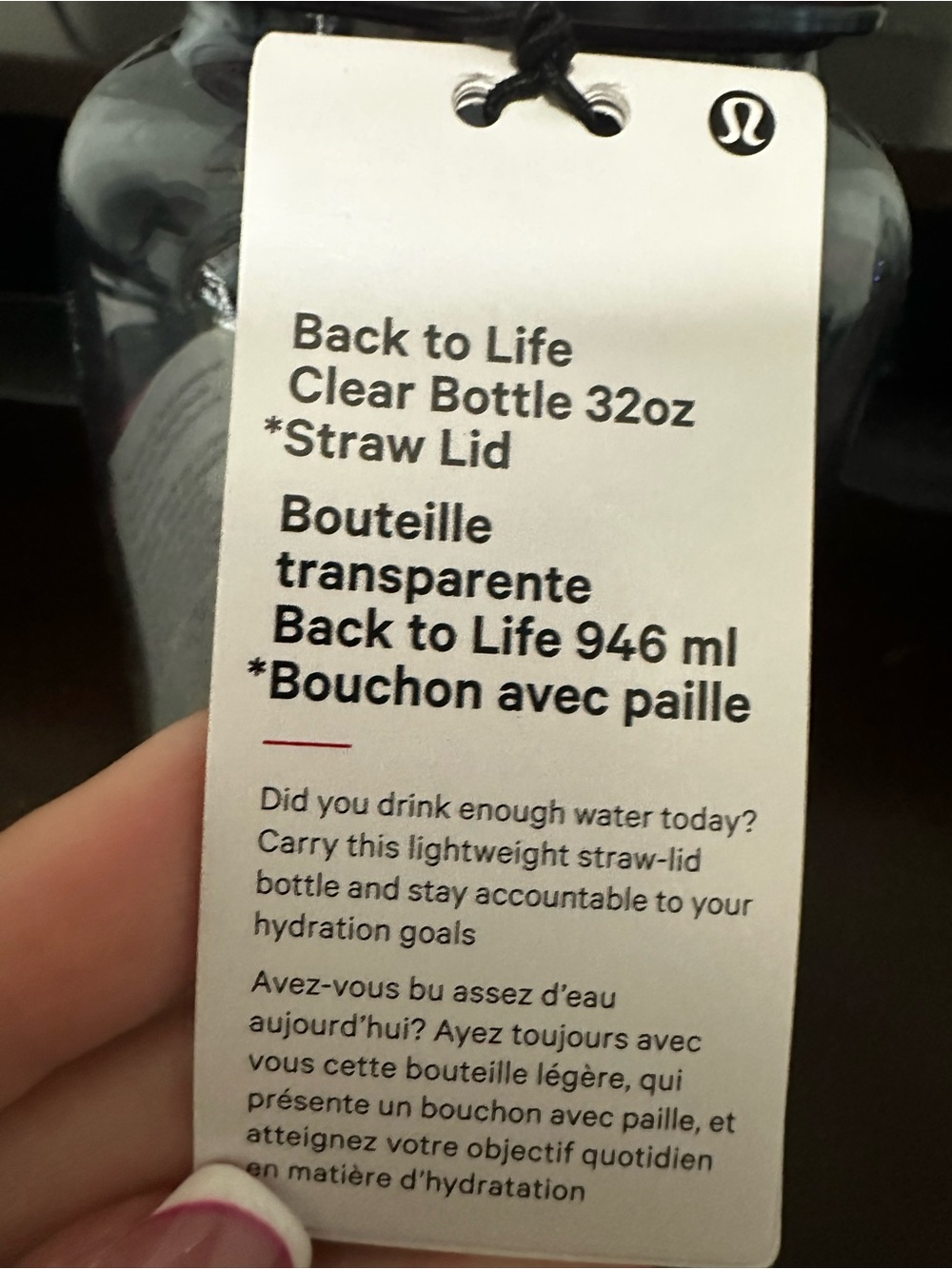 Lululemon Back to Life Clear 32oz Bottle w/ Straw Lid BPA Free Pink & Yellow NWT - Picture 6 of 7